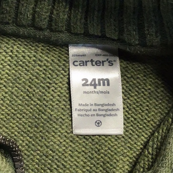 Carter’s 24 months olive green 1/4 zip sweater - Picture 3 of 5